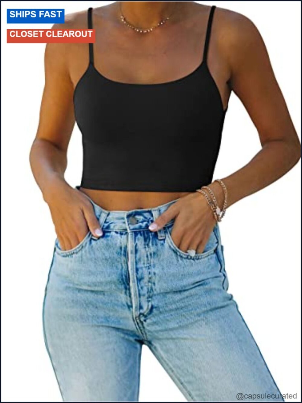 Double Lined Seamless Camisole Crop Top Adjustable Spaghetti Strap